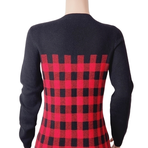 Talbots red & black shift plaid lambswool nylon blend sweater dress size: S - Picture 6 of 9